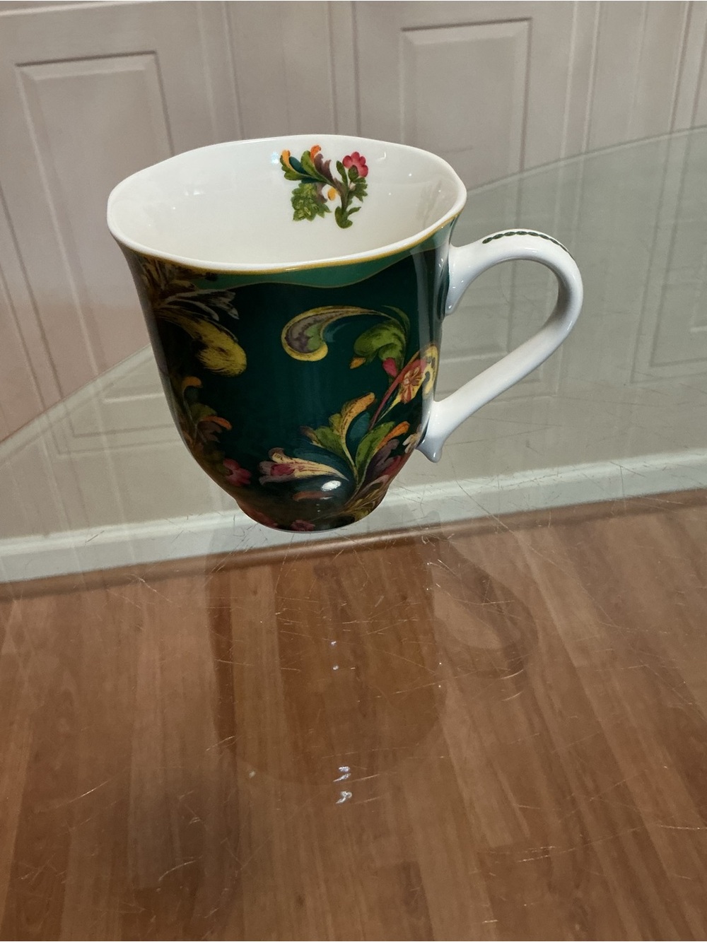 Brand New Camila Ceramic Mug Gold Handle Blush Coffee Tea Cup Dishwasher Safe
